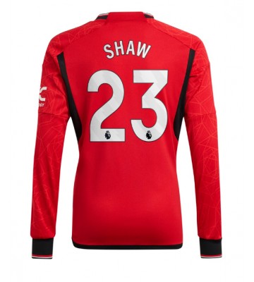 Lacne Muži Futbalové dres Manchester United Luke Shaw #23 2023-24 Dlhy Rukáv - Domáci